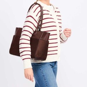 41 HAWTHORN Kinley Mixed Media Suede Satchel Bag